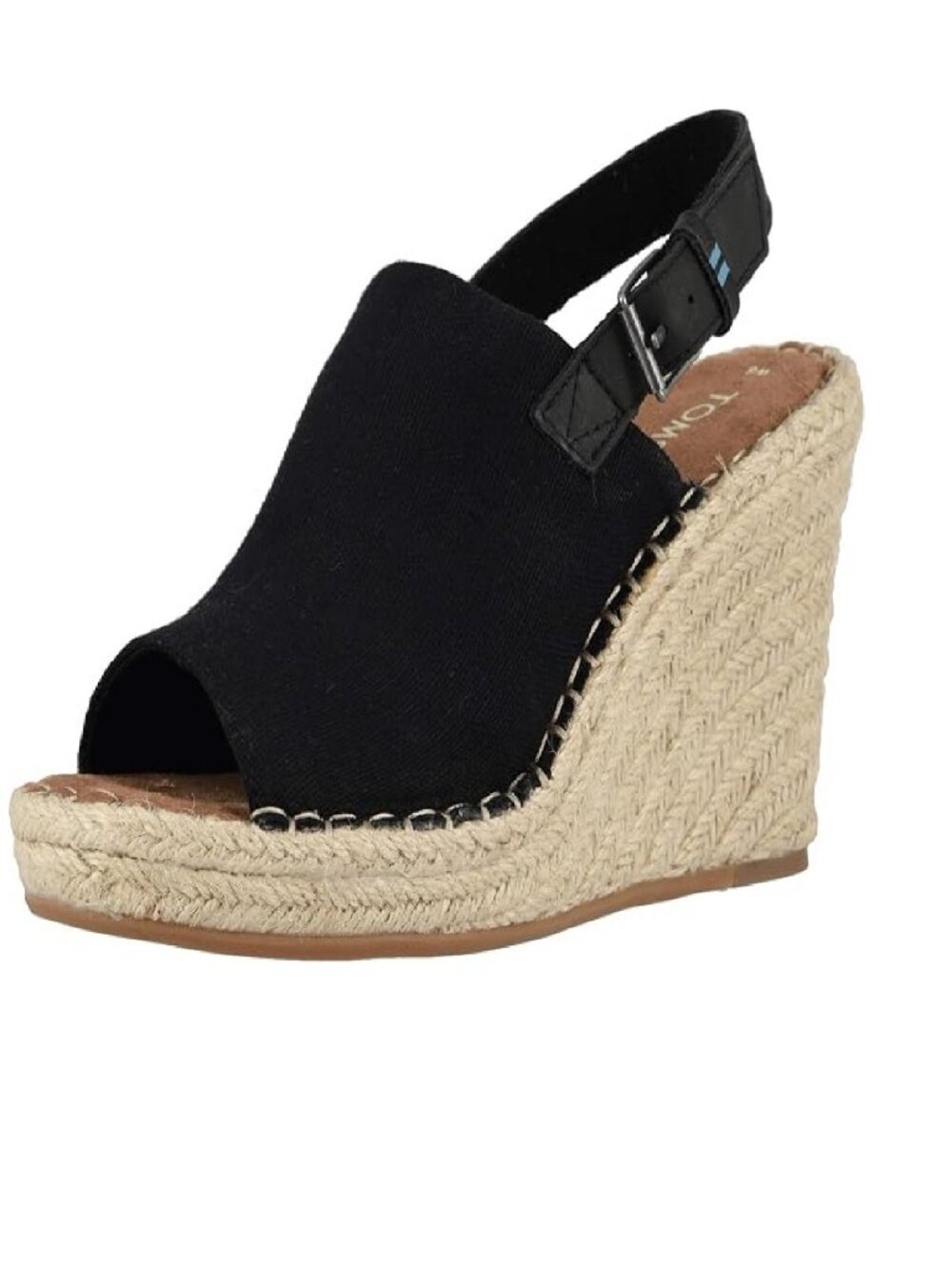 Toms Sandals Womens Monica Espadrille Slingback Wedge Black